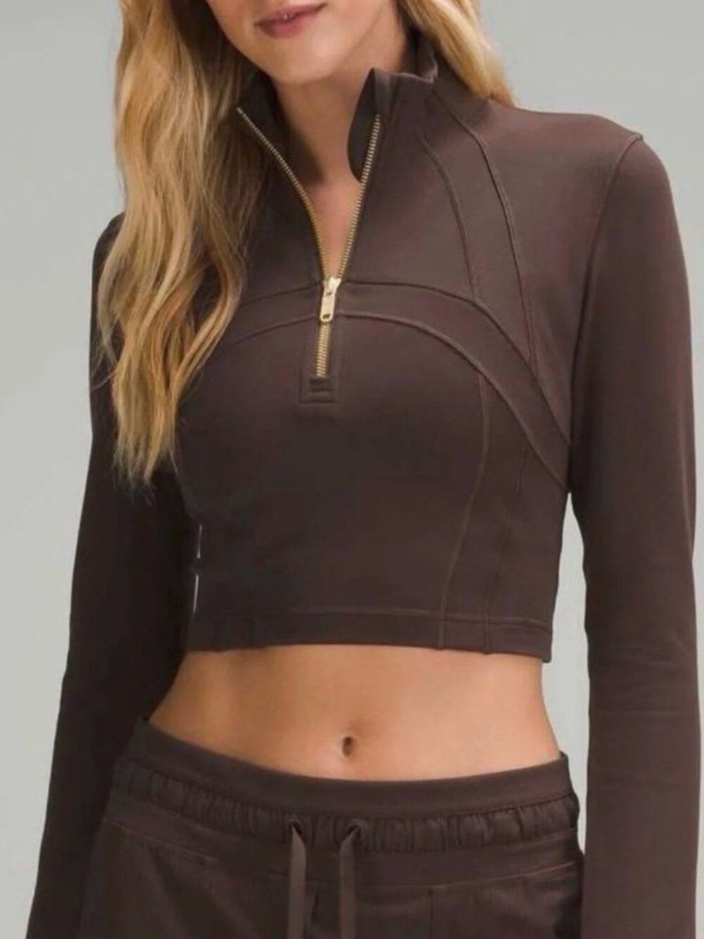 Lululemon Define Cropped Half Zip, Espresso, Size 6 / Never worn